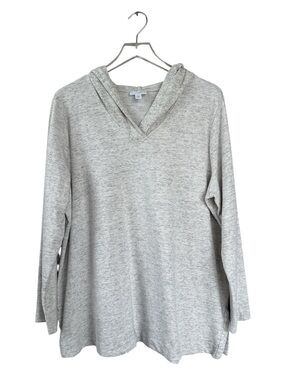 Pure Jill J.Jill Hooded Tunic Top 2X Gray Heather Pima Cotton Modal Pullover